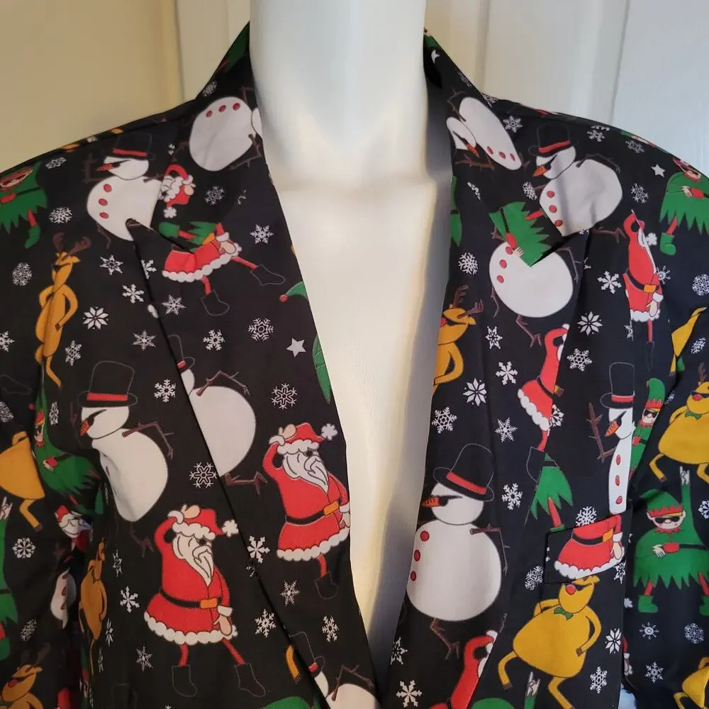You Look Ugly Today Christmas 2 Piece Suit Dancing Santa Elves Snowman Men Sze L